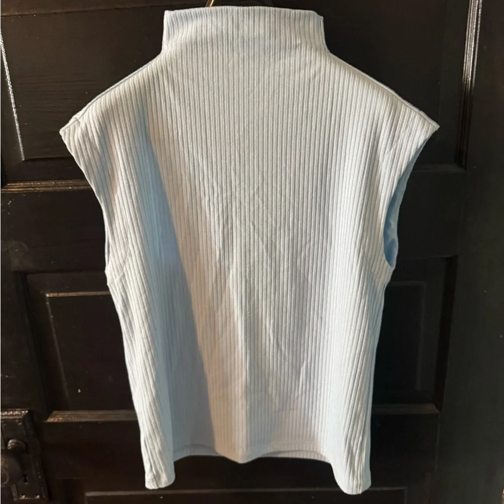 Ann Taylor Sleeveless Ribbed Mock Neck Tank - Light Blue - Picture 1 of 5